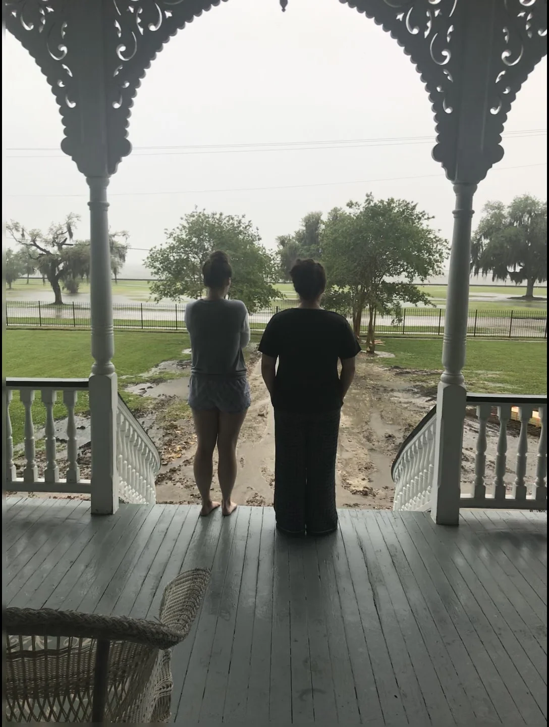 Here, Callie and I contemplate the rain and the effects is has on our plans. In our pajamas, naturally.