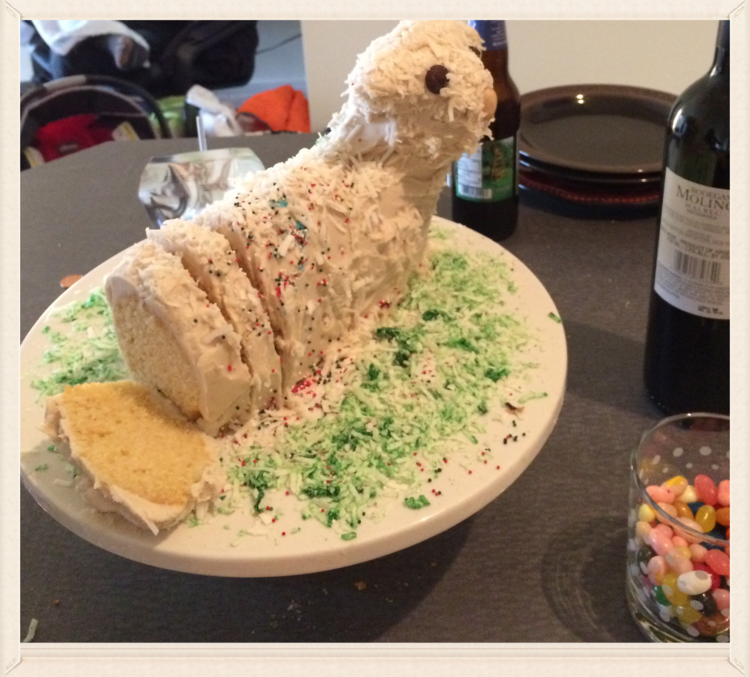 I made a lamb cake. Because "that is what we do"