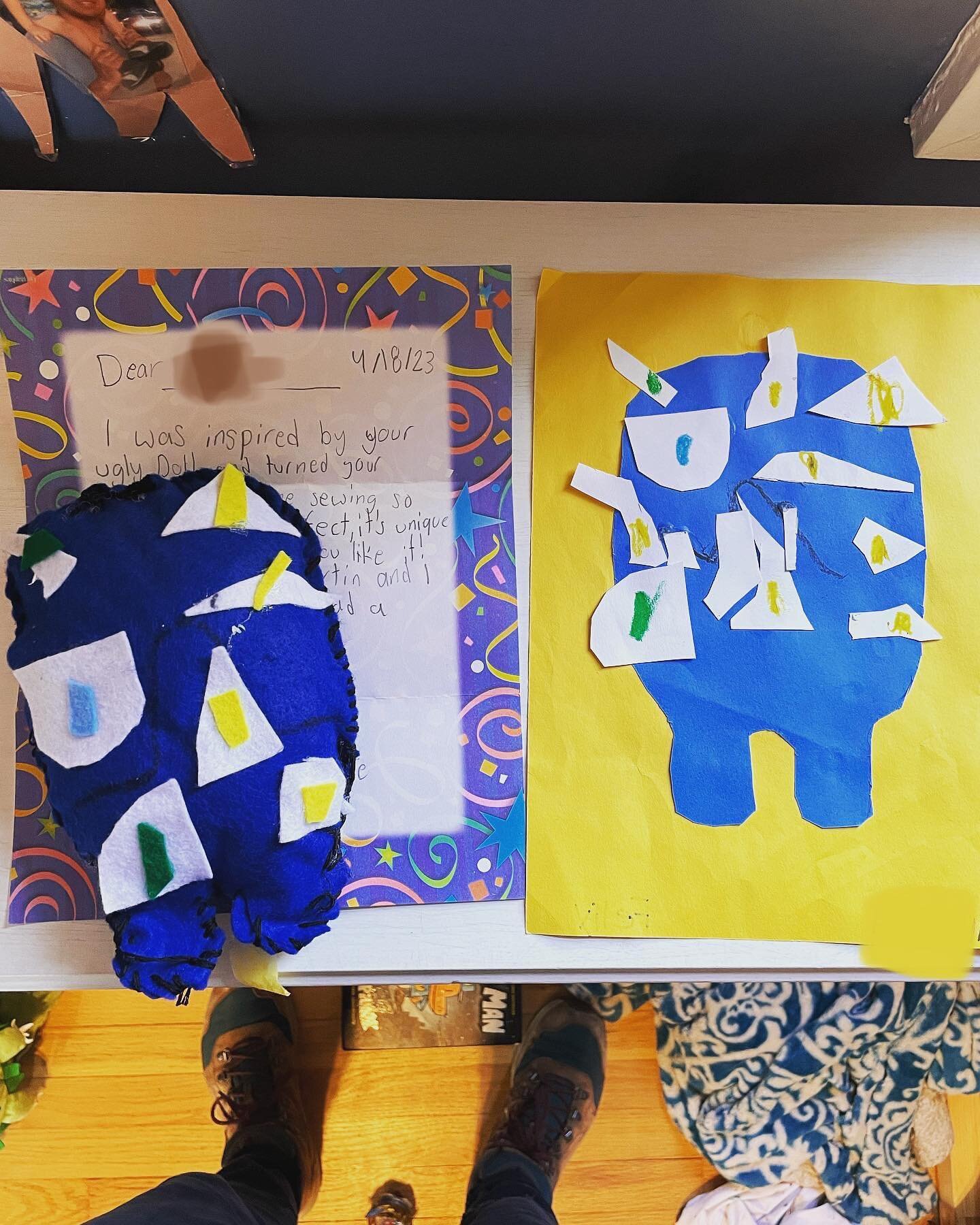 My son brought this home last night. His art teacher had the K students create a paper version of an &ldquo;ugly doll&rdquo;. Then the 6th graders turned those paper creations into real life &ldquo;stuffies&rdquo;. He was overwhelmed at how they got 