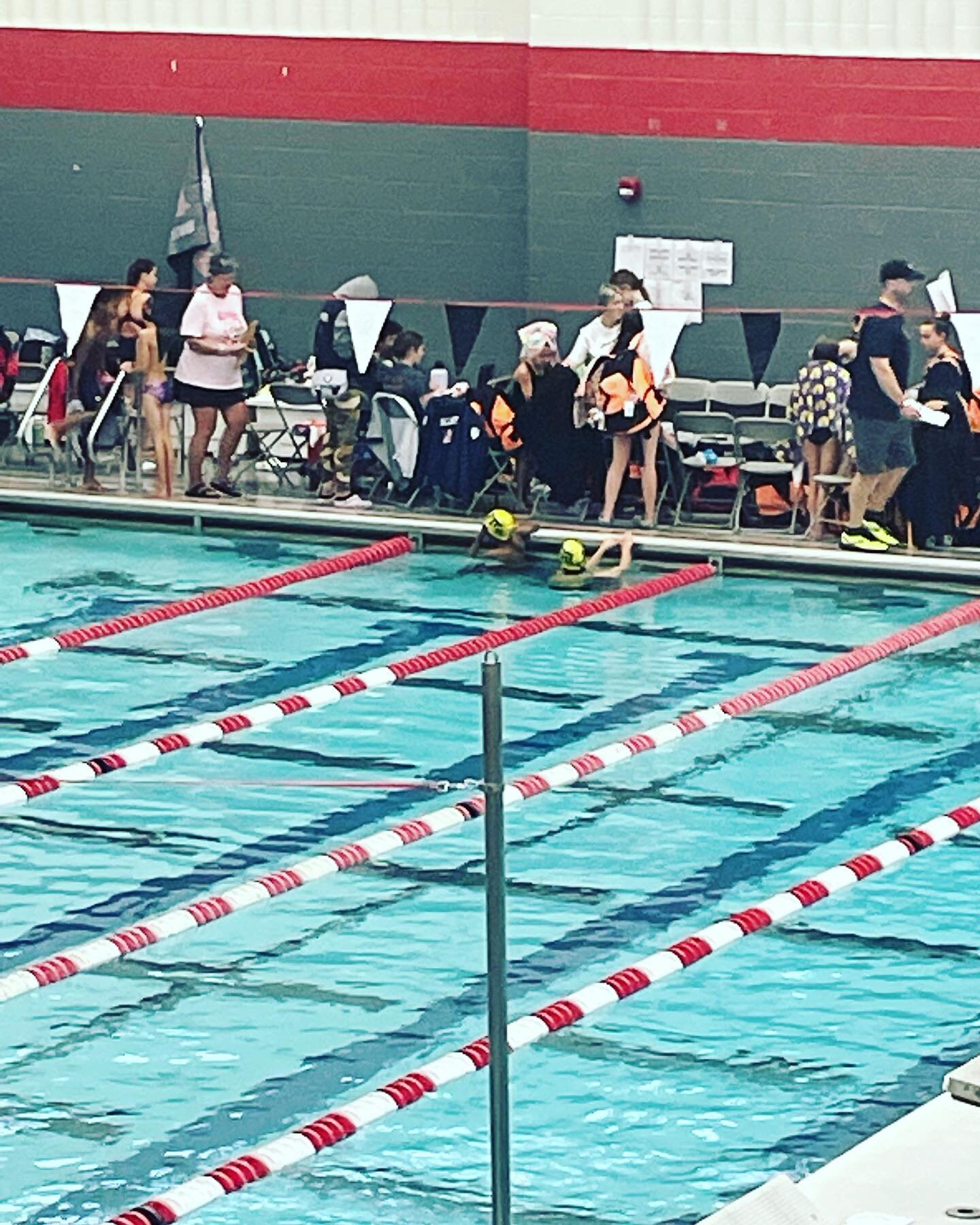 In this &ldquo;cool down&rdquo; pool (it is probably not really called this) is my buddy and his swim bestie. They had just swam their first 100 back stroke. He was so so scared to do 3 flip turns, to swim that far in a race, and to be a beginner on 