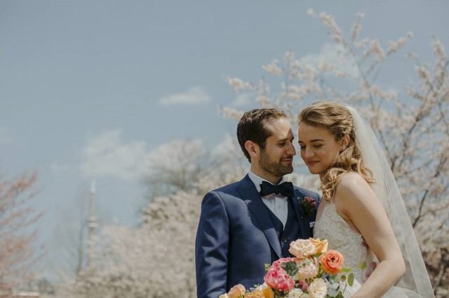 Two years ago we got to be apart of this beautiful wedding with this phenomenal pair. Now we're both parents to cute little boys. This particular photo by @danijelaweddings was taken during the cherry blossom season in Trinity Bellwoods. Given everyt