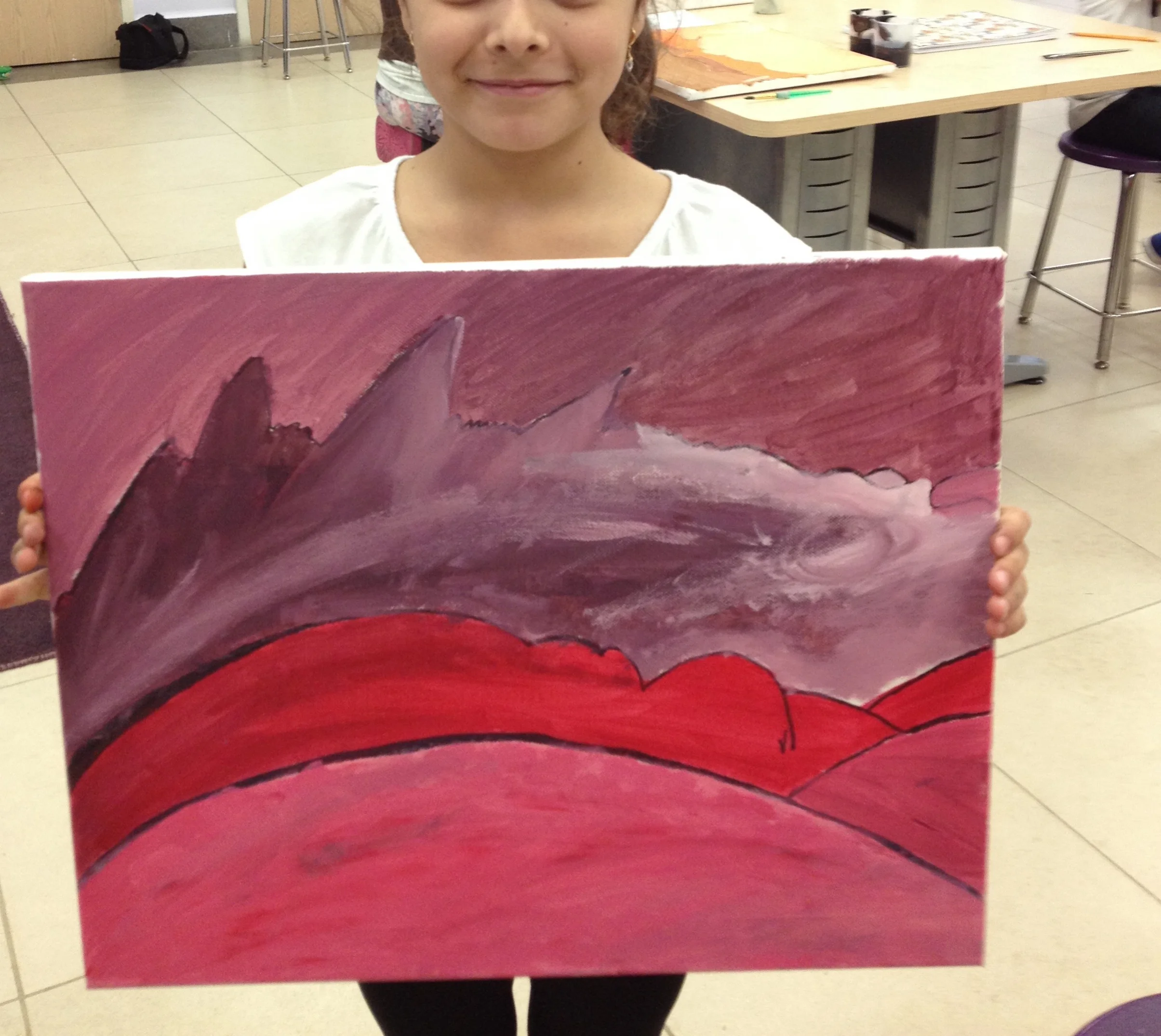 3rd Grade Monochromatic Landscape painting