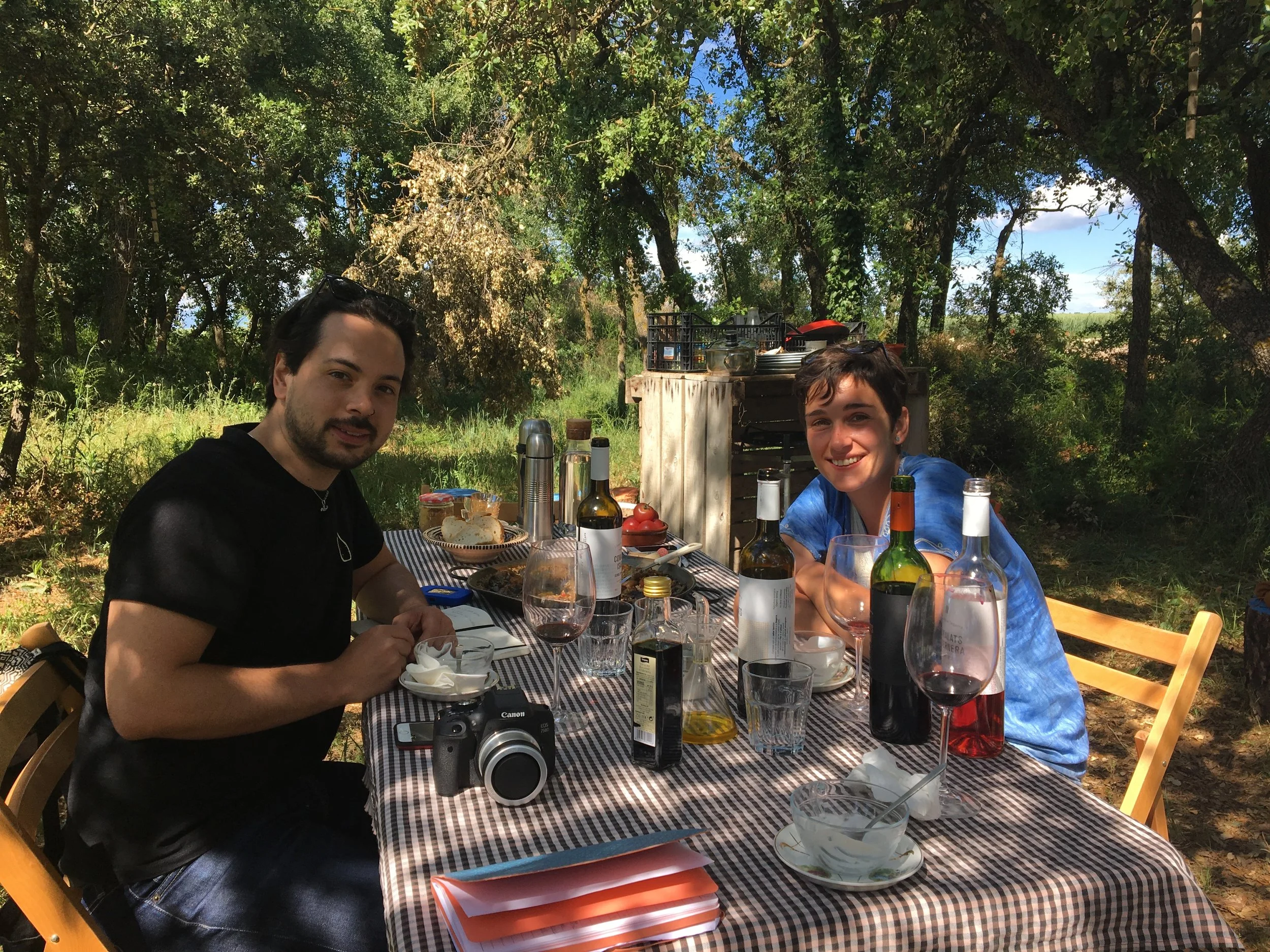Surprise lunch and tasting in a shady grove.