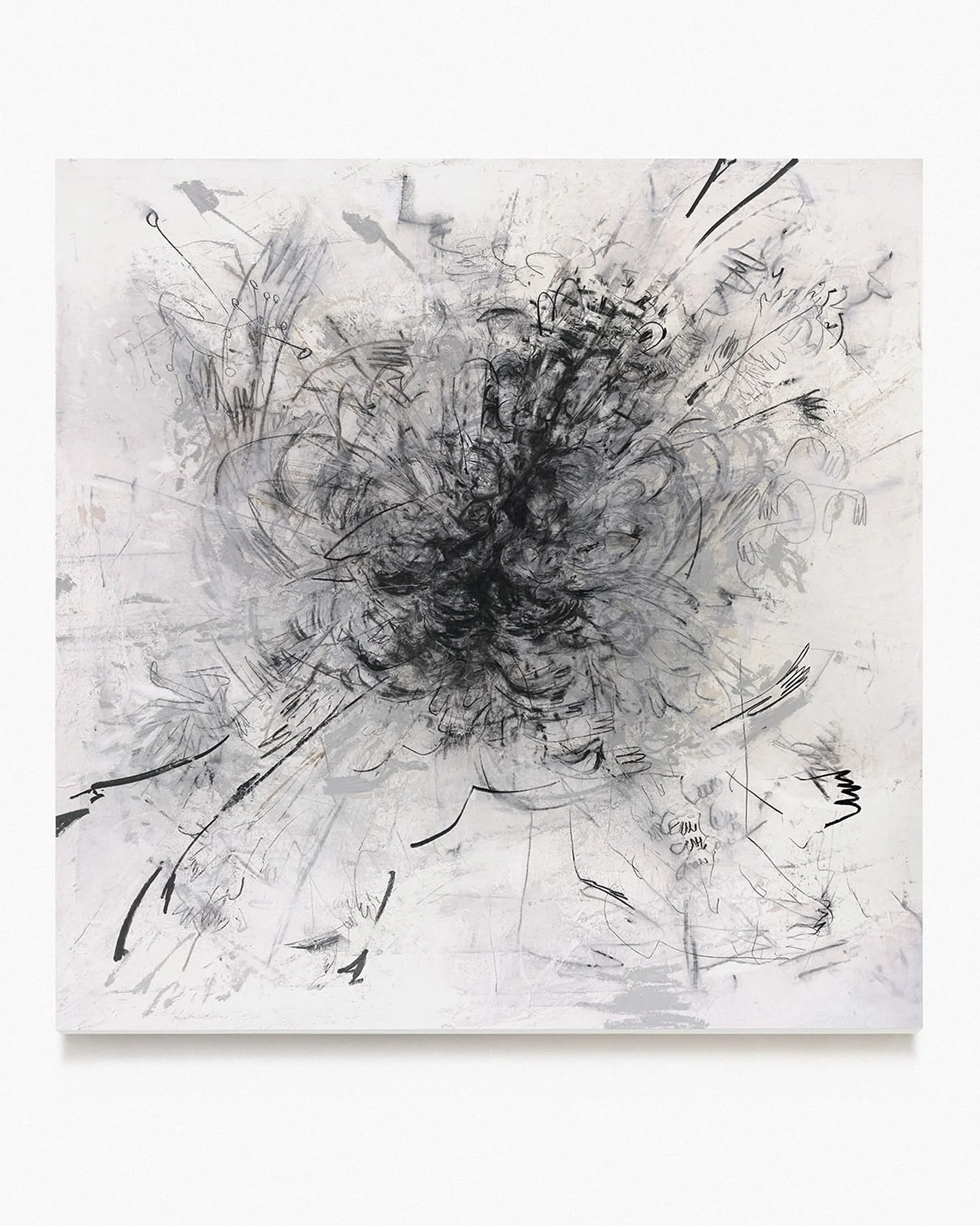 Da Dan&ccedil;a IX, 2024. Carv&atilde;o, acr&iacute;lica, &oacute;leo sobre tela. 160 X 160 cm.