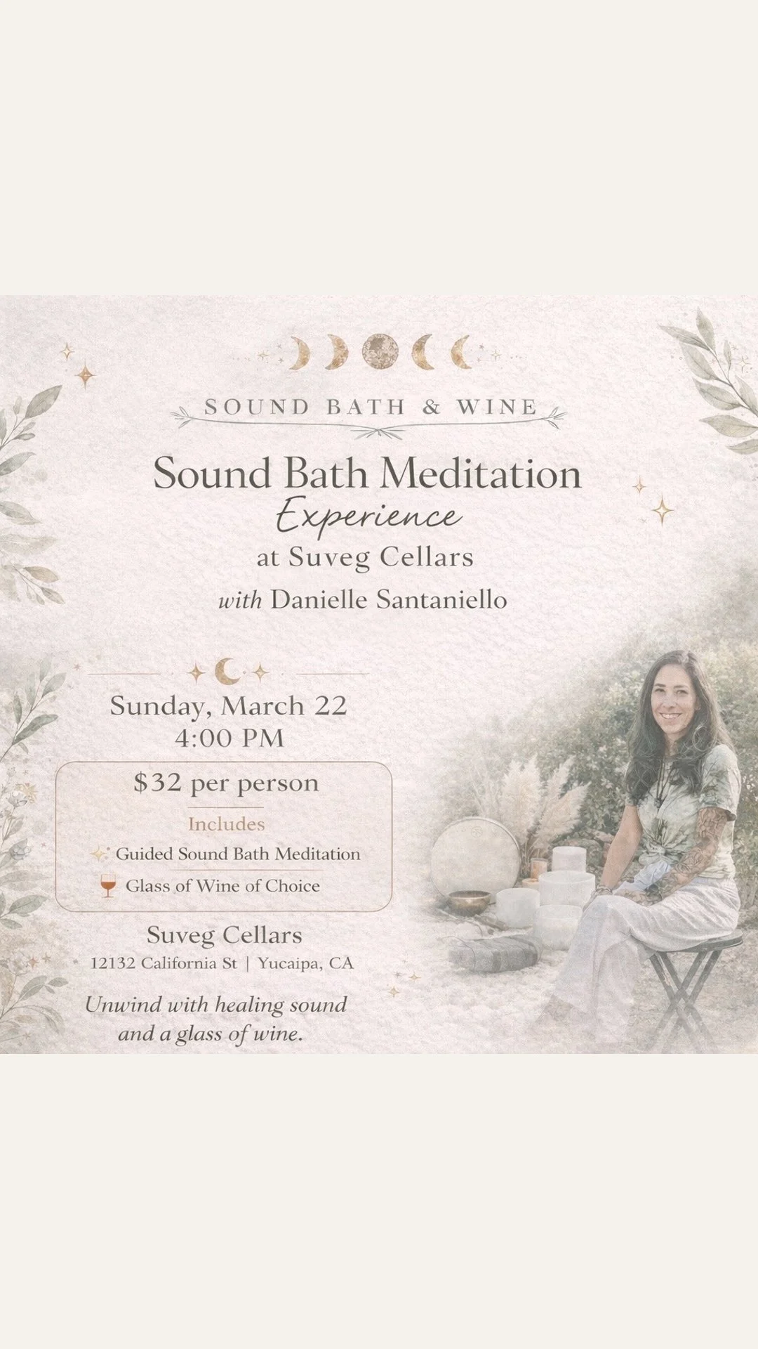 Guided Sound Bath Meditation and Wine Afternoon
