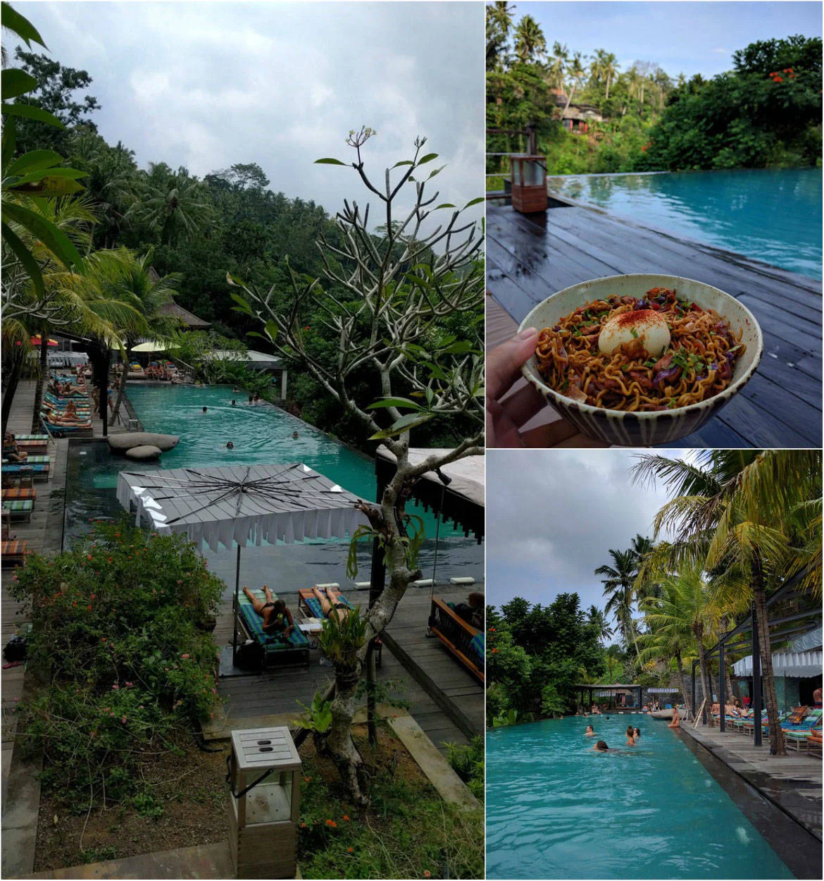 Enjoying our noodles next to the pool