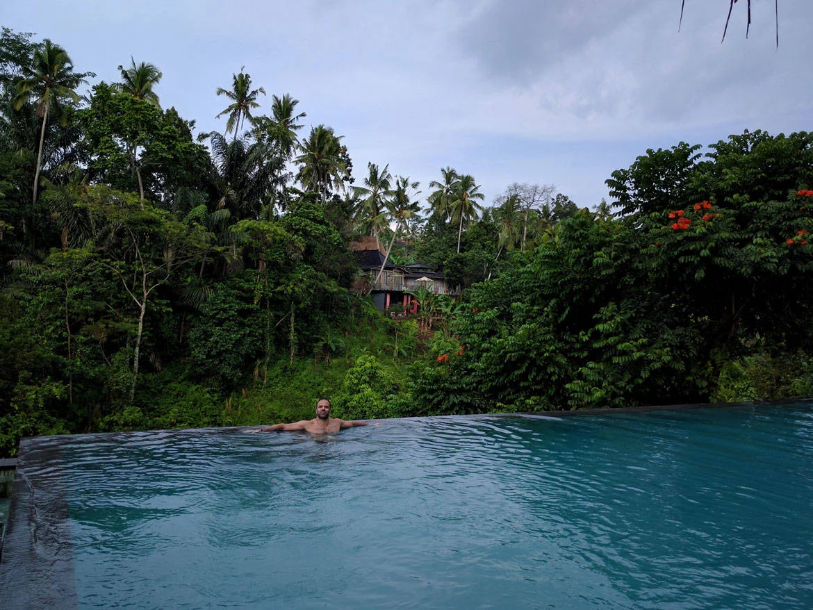 Pascal enjoying the infinity pool all by himself