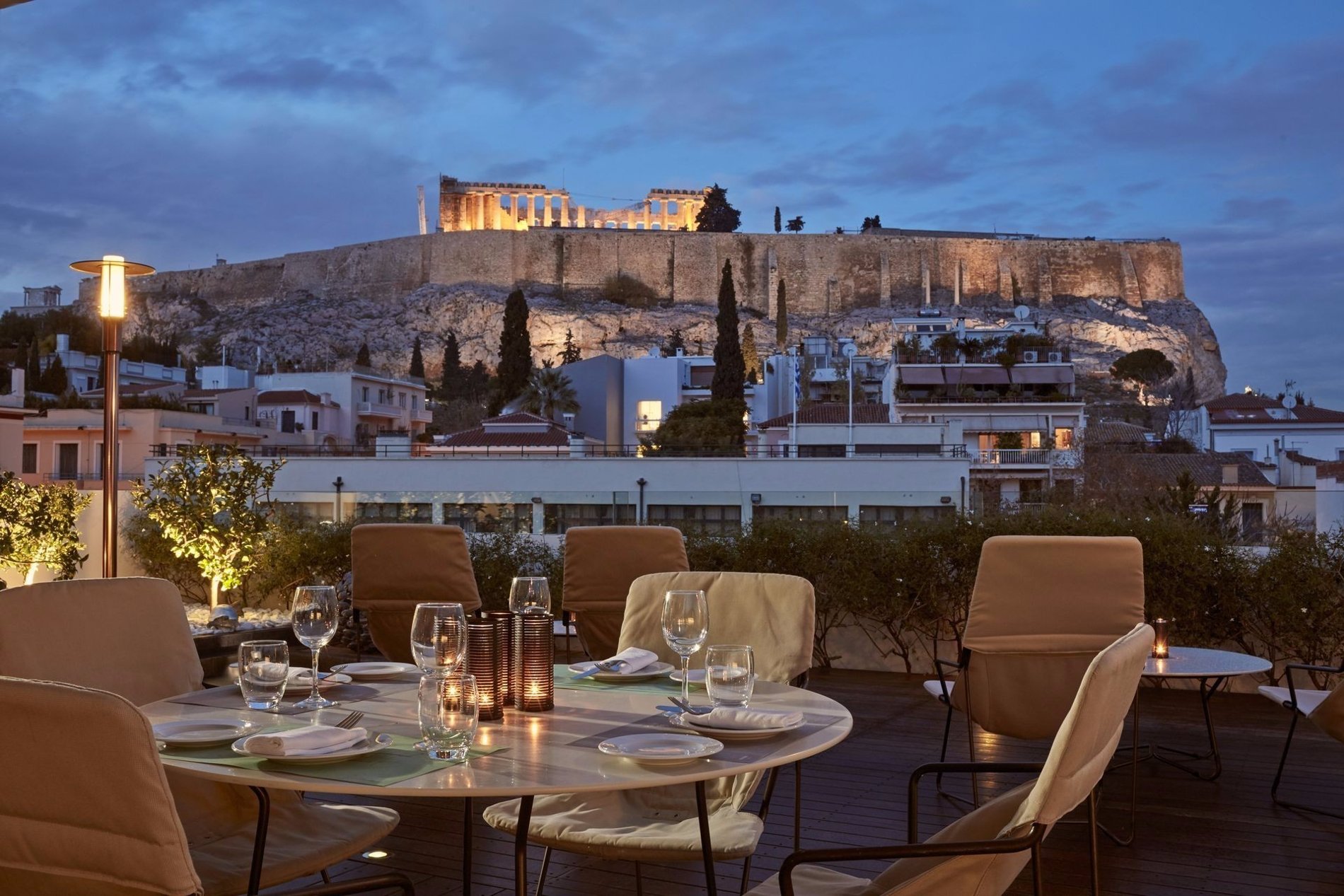 Enjoy your dinner at Herodion Hotel's rooftop. Source: Herodion