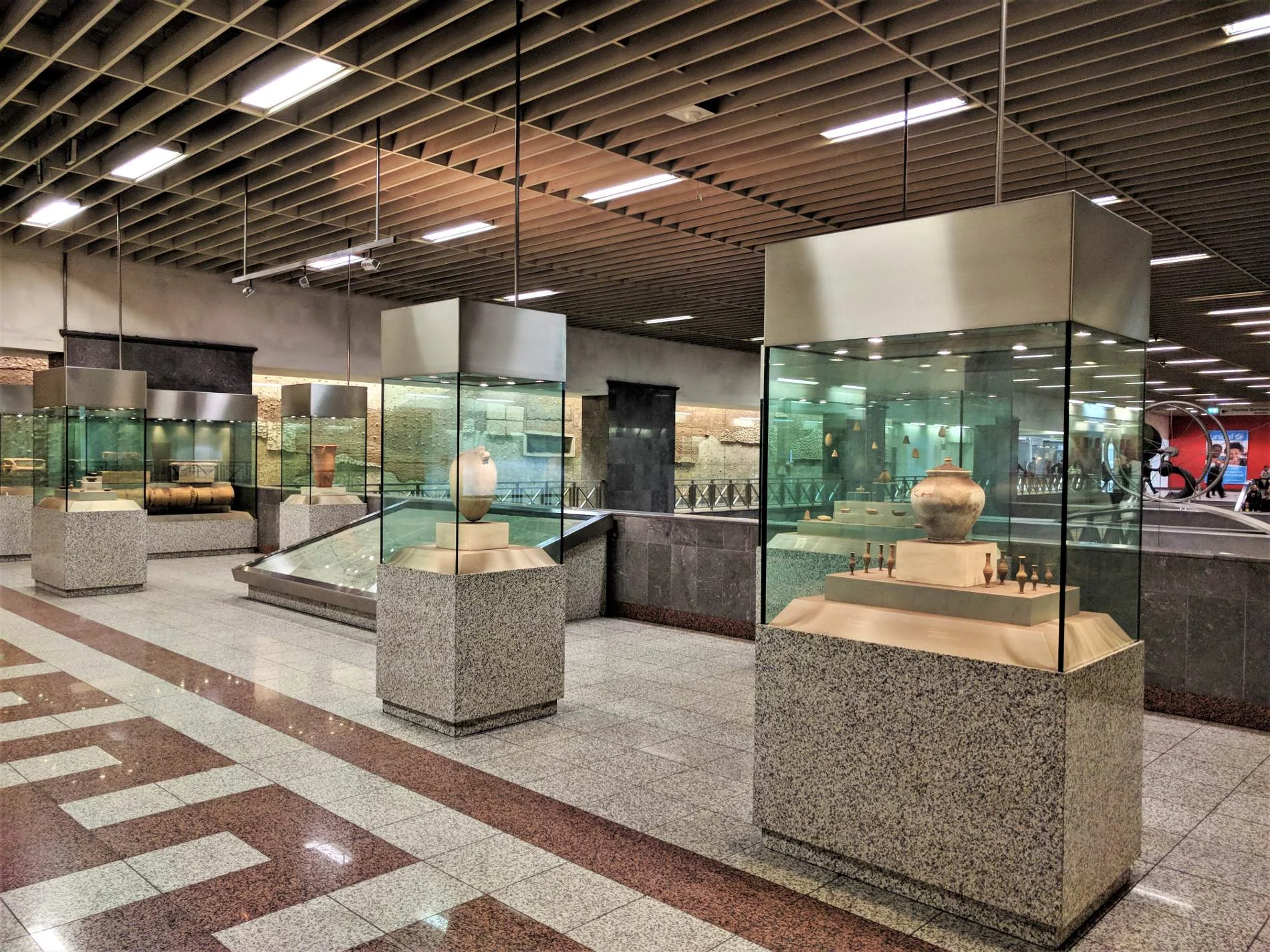 Inside Syntagma Metro station. Ancient artifacts can be found almost everywhere in Athens.