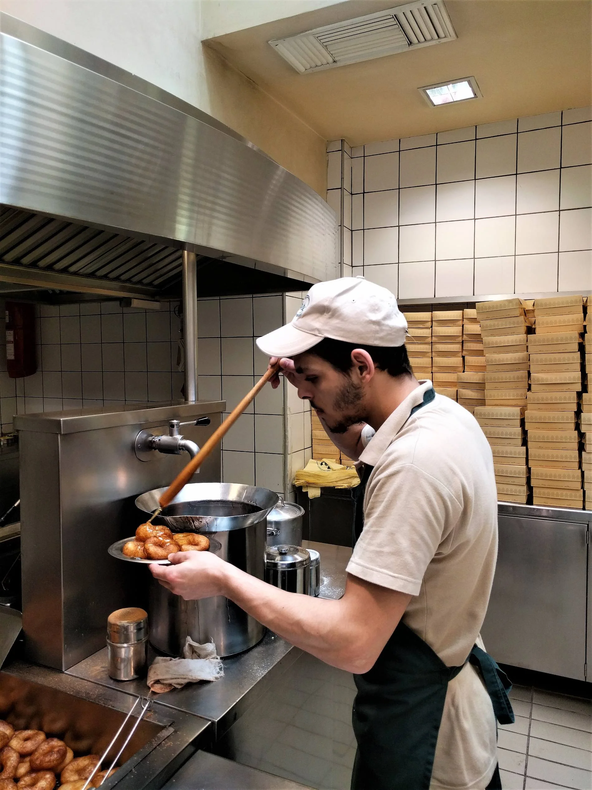 Trying traditional Greek Loukoumades