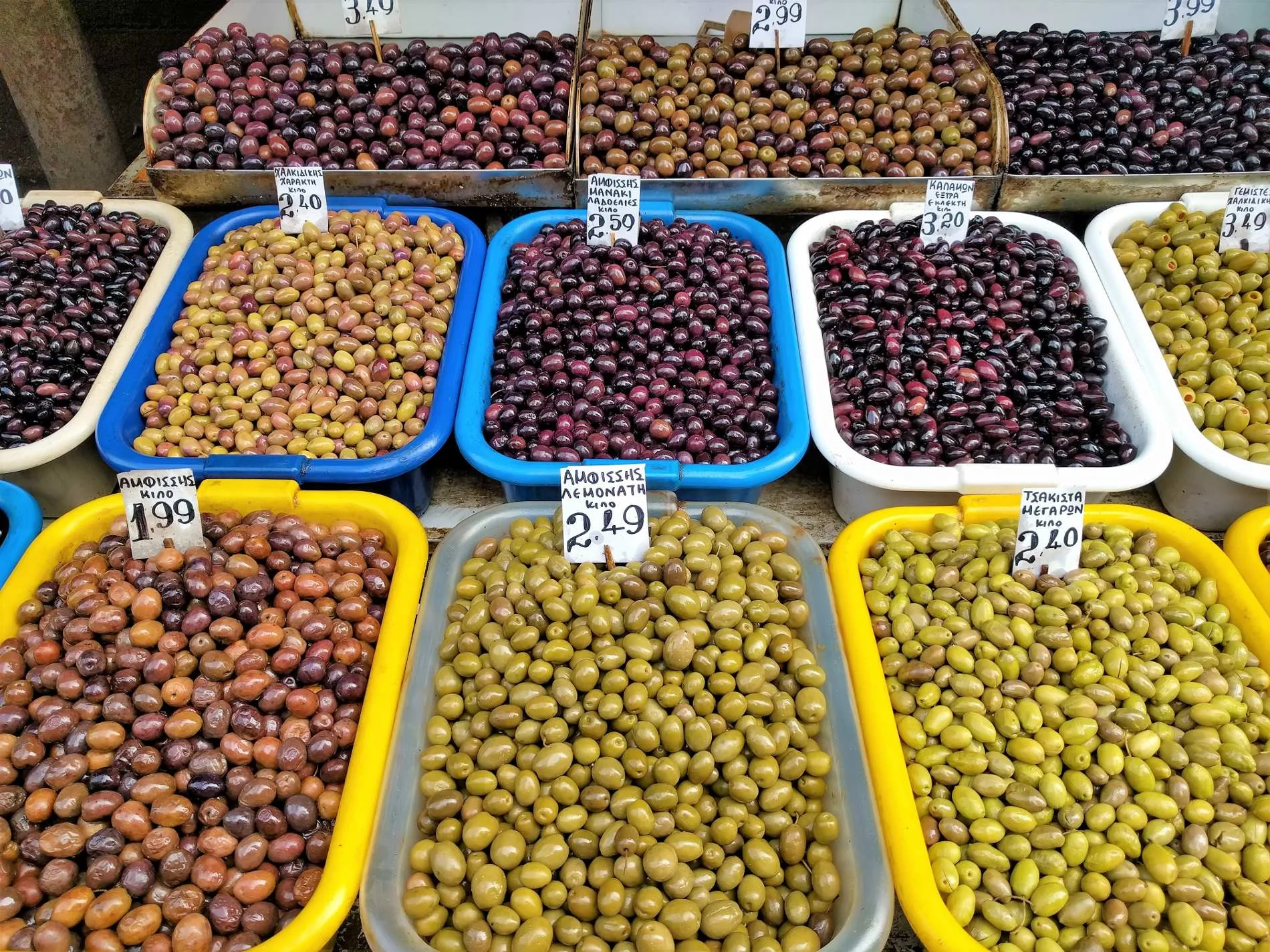 Try authentic Greek products while strolling around in one of the many open-air food markets in Greece.