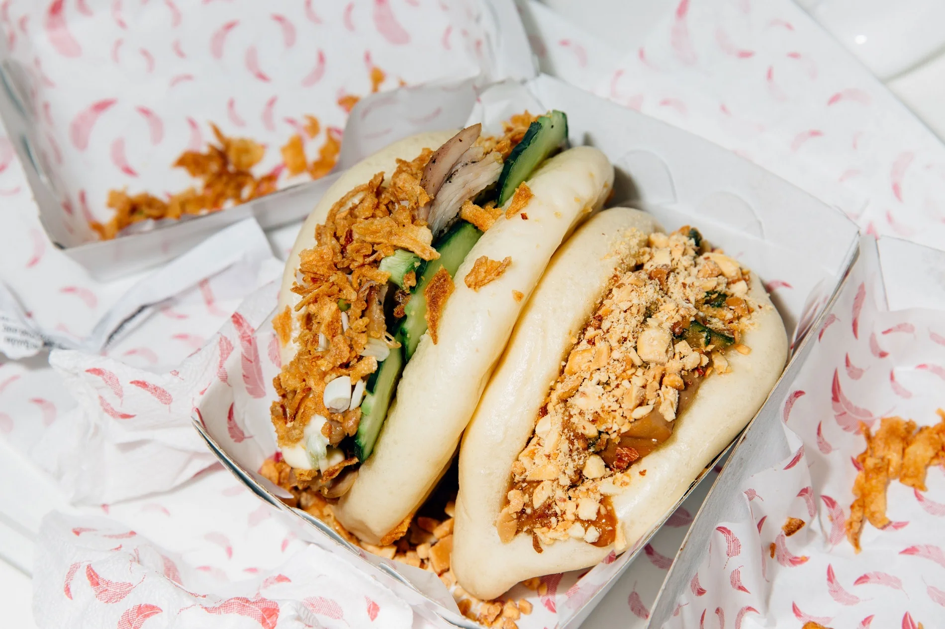 Pink Flamingo in downtown Athens is perfect for a quick bite while on-the-go. Try its bao buns with pork and pistachio.