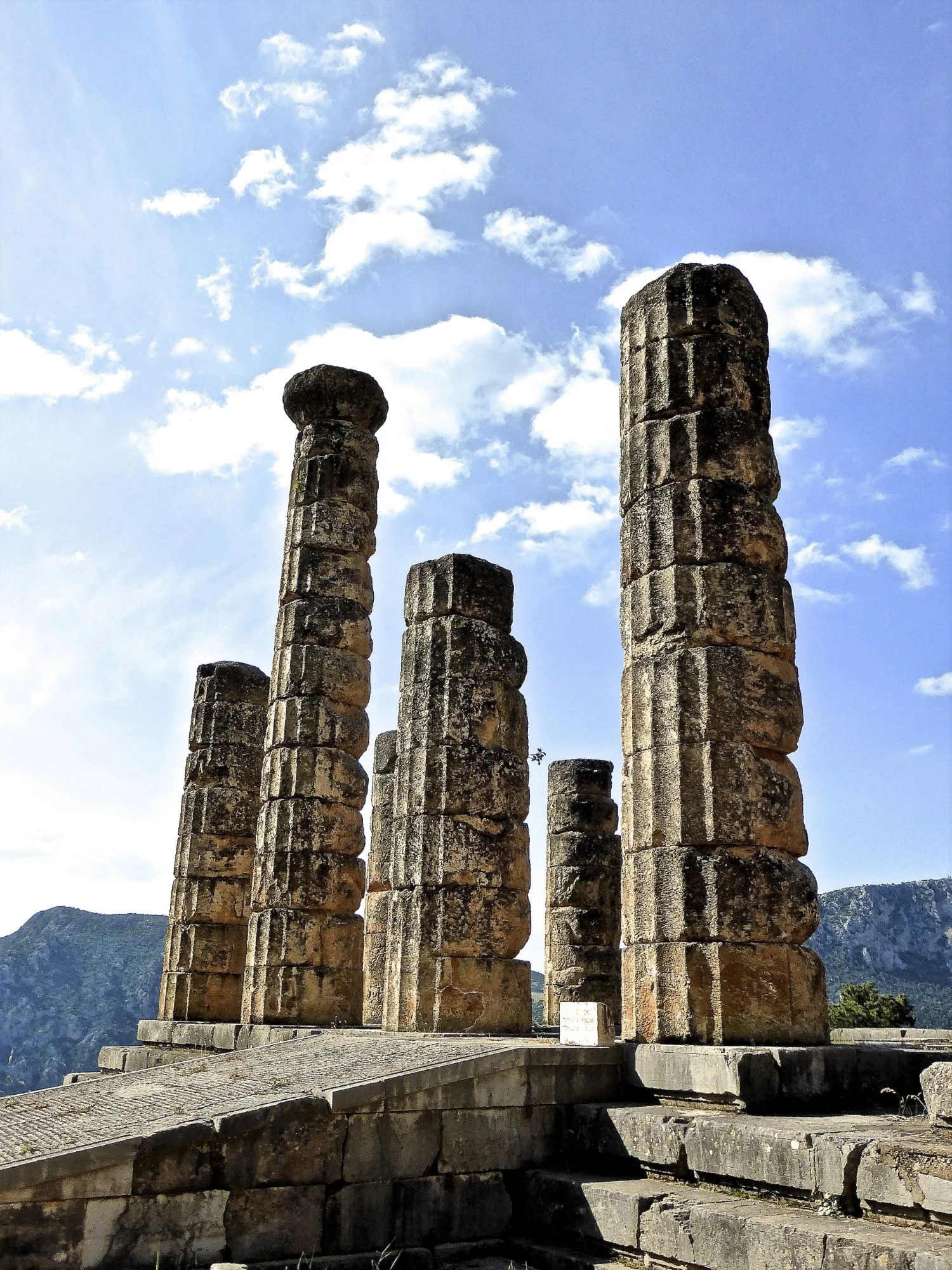 The temple of Apollo at the archaeological park of Delphi where the priest Pythia was standing, in a state of ecstasy giving oracles.