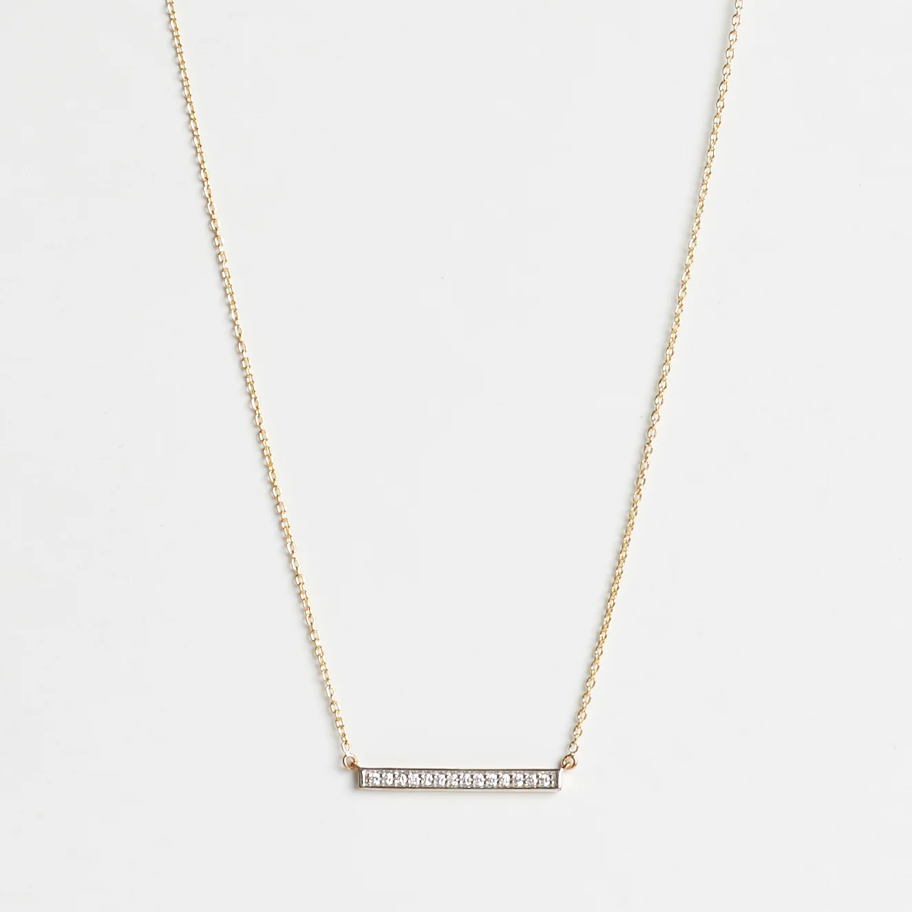 9ct Gold  Cubic Zirconia Bar Pendant 