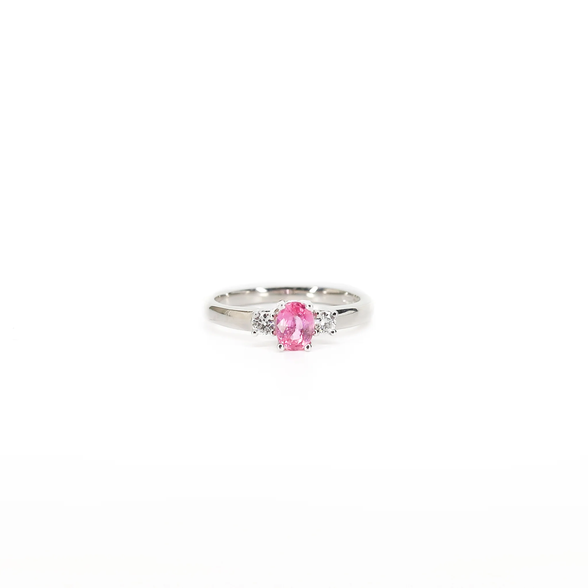 18ct White Gold Pink Sapphire and Diamond Ring