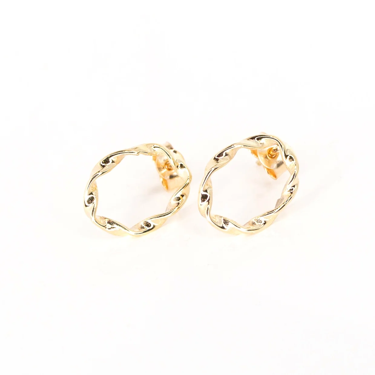 9ct Gold Oval Twist Stud Earrings