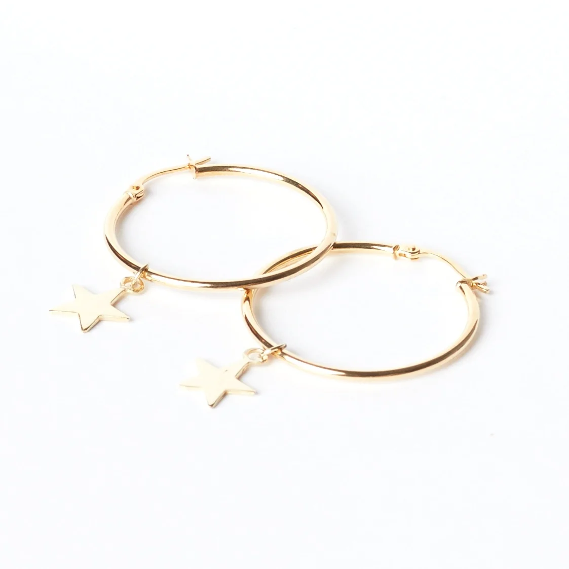 9ct Gold Hoop and Star Earrings