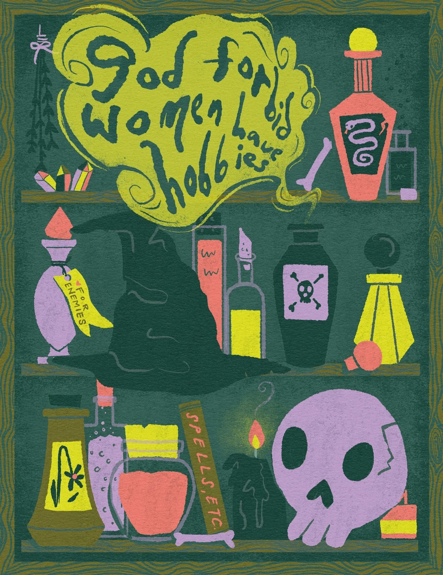 Potion #1 🔮 
God forbid women have hobbies.

Art by @cloudless.studio

#PapercutCollective #Potions #PracticalMagic #FallIllustration #SpookySeason #IllustratorsOfInstagram #HumanMadeArt #NoAIArt