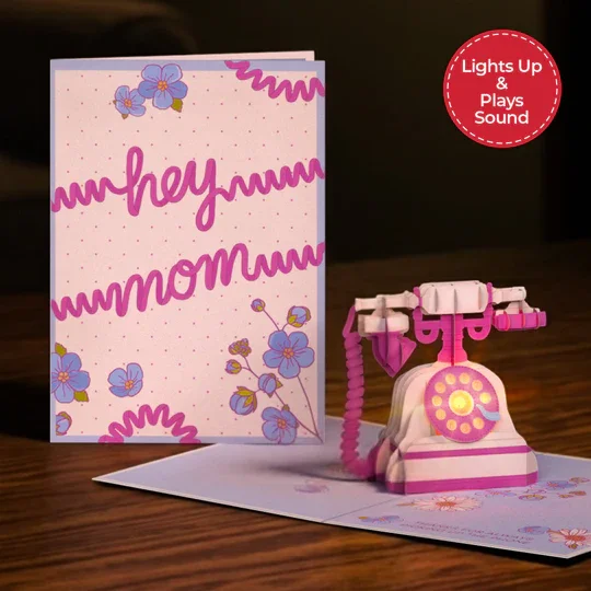 LP12676__Hey_Mom_Vintage_Phone_Music_and_Lights_Pop-Up_Card_CoverOverview_Lifestyle.webp