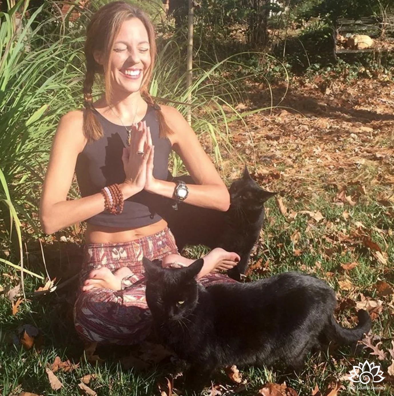 Meditating in my garden with my Zen Kitties.