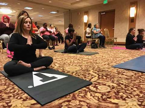 Leading one of my group Meditations for Avon