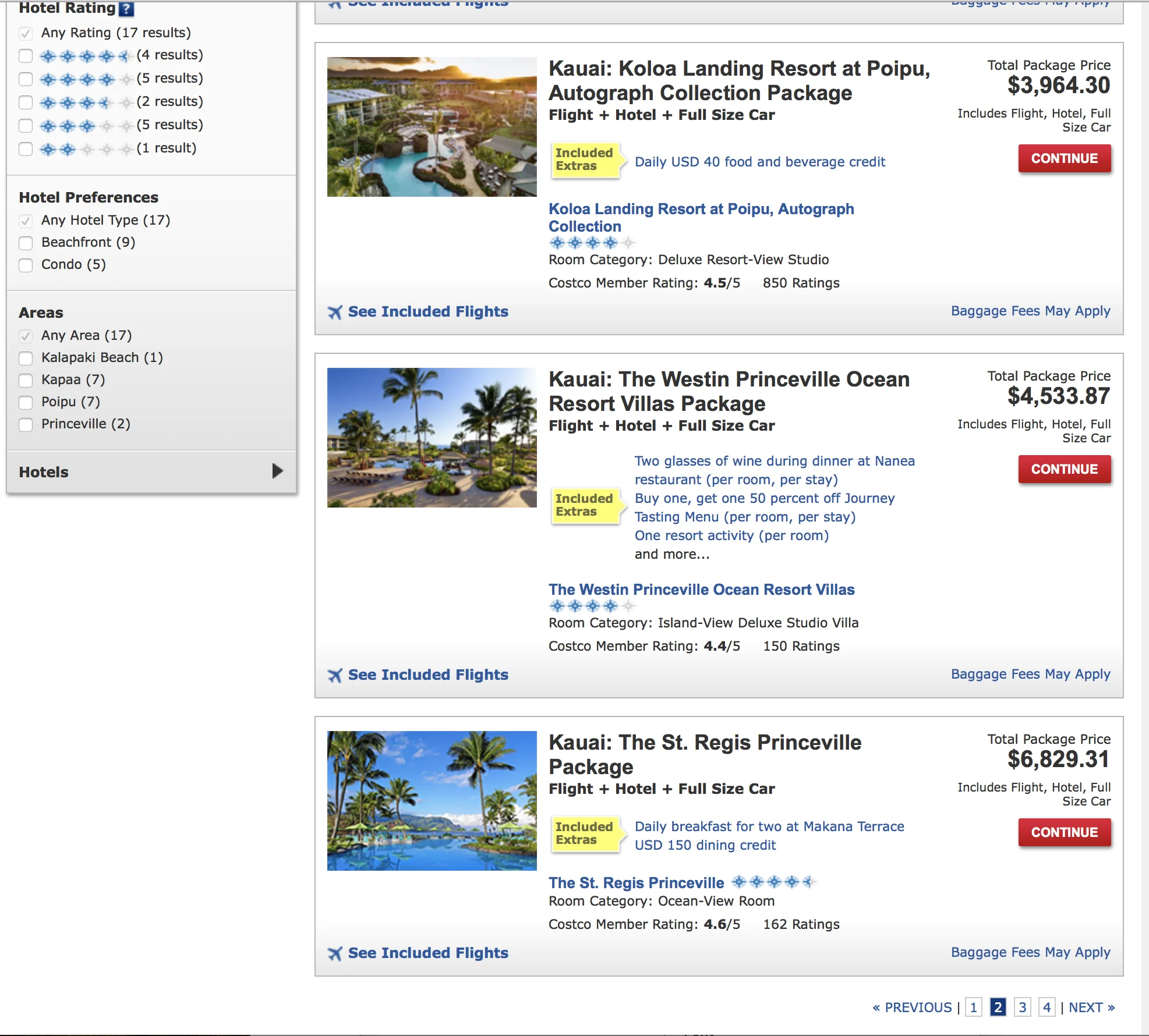 Rates are lower during the shoulder seasons in late spring and autumn. My package was much more affordable than what you see in this screenshot.