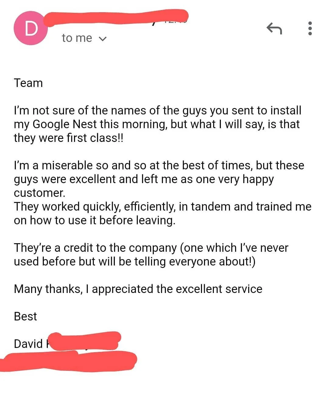 Great start to the Bank Holiday weekend. We love receiving feedback from customers it's always nice to hear such positive things. 👌👍
#googlenestpro #nestpro #googlenestinstallation #googlenestthermostat #electrician #electricalcontractor #goodrevie