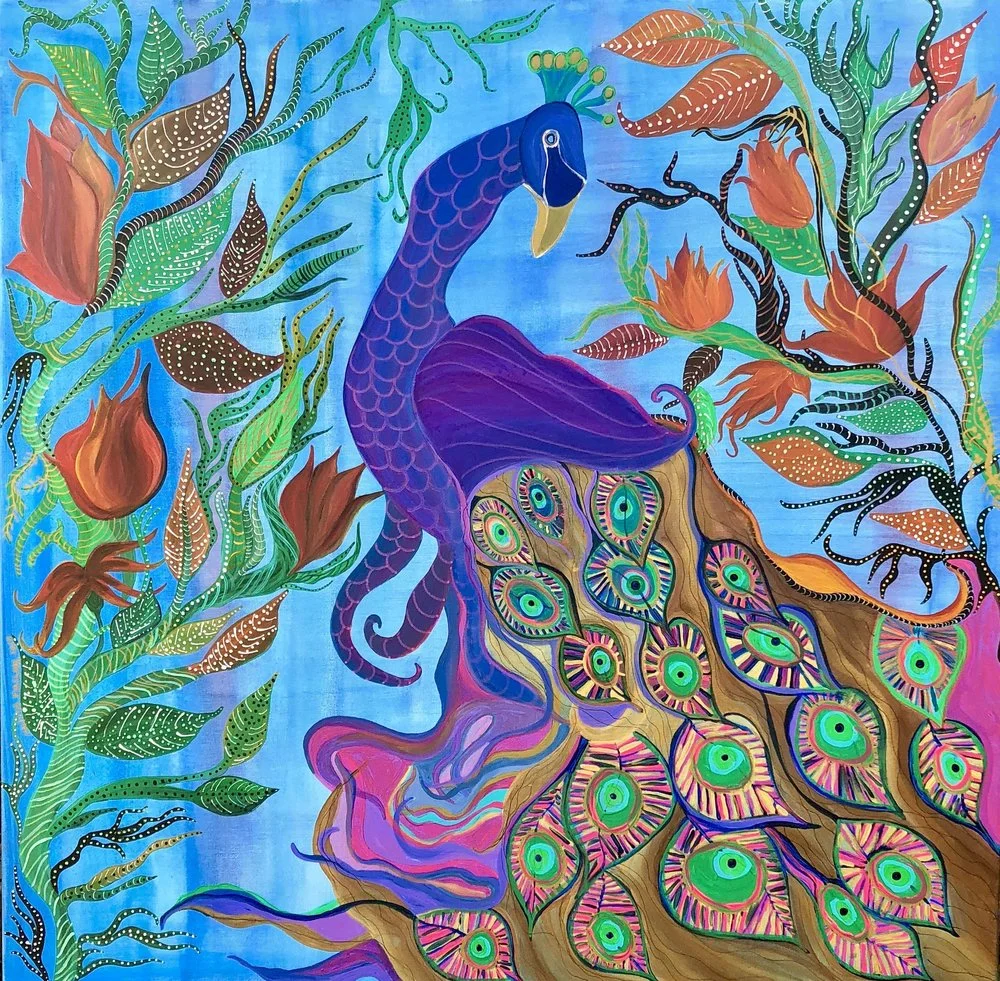 PEACOCK IN A GARDEN #OPTIMISM