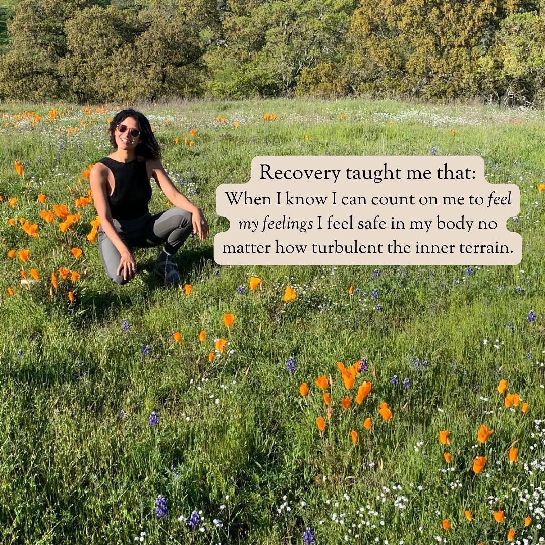 //recovery taught me that&hellip;

When I know I can count on me to feel my feelings I feel safe in my body no matter how turbulent the inner terrain.

When I feel safe in my body, I get to enjoy the pleasure of a meal rather than using food as my on