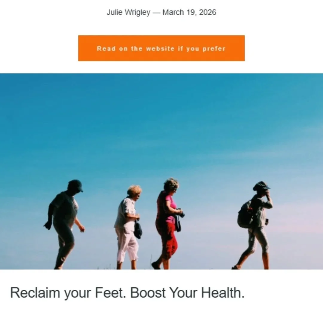 Latest blog...

📋 INCLUDES

- Feelgood factors from walking, beyond the number if steps

- What about pain, its prevalence and consequences?

- How to focus on modifiable factors to improve pain and mobility

- A snapshot foot health check you can d