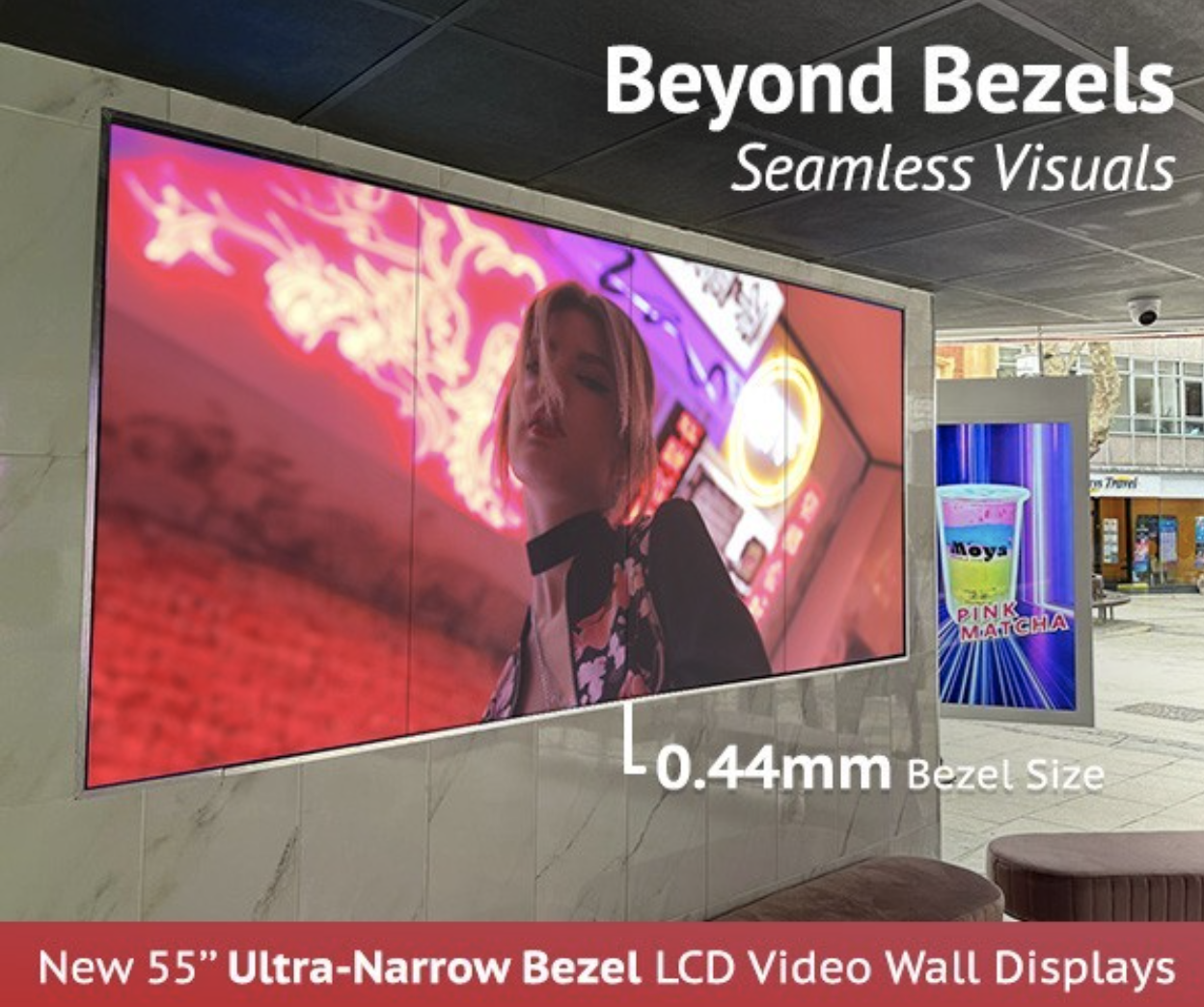 55”LCD Video Wall Displays With 0.44mm EXTREME Ultra-Narrow Bezel 
