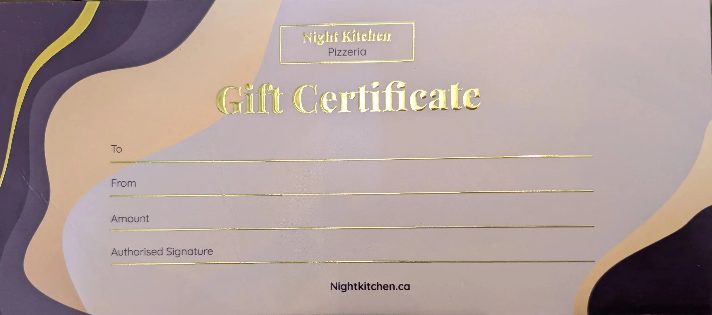 Night Kitchen gift certificate.