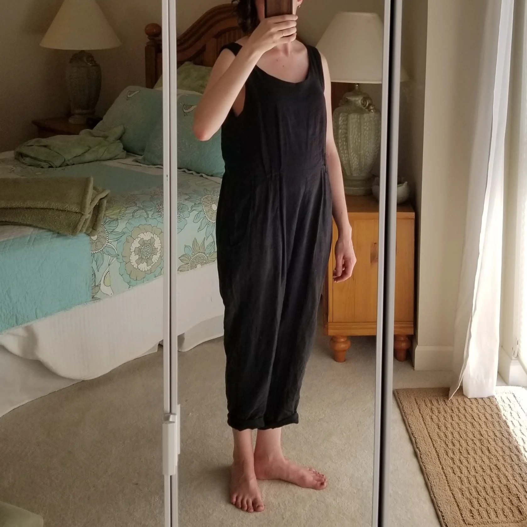 Multi-purpose linen jumpsuit by Black Crane. Good for: beach walking, yoga, sleeping.