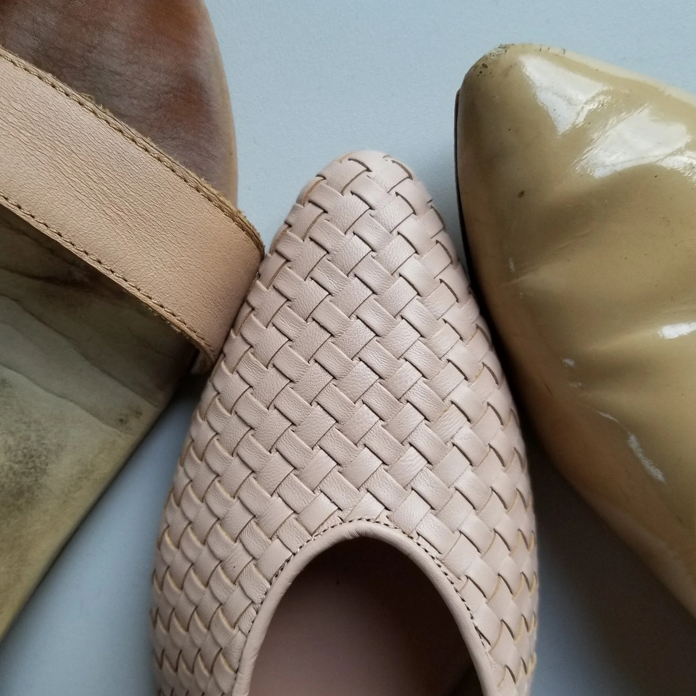 L to R: Nisolo "Pale Honey" (which I consider a holy grail beige) // Everlane "Light Tan" (aka blush) // Trotters "Nude" (aka camel)
