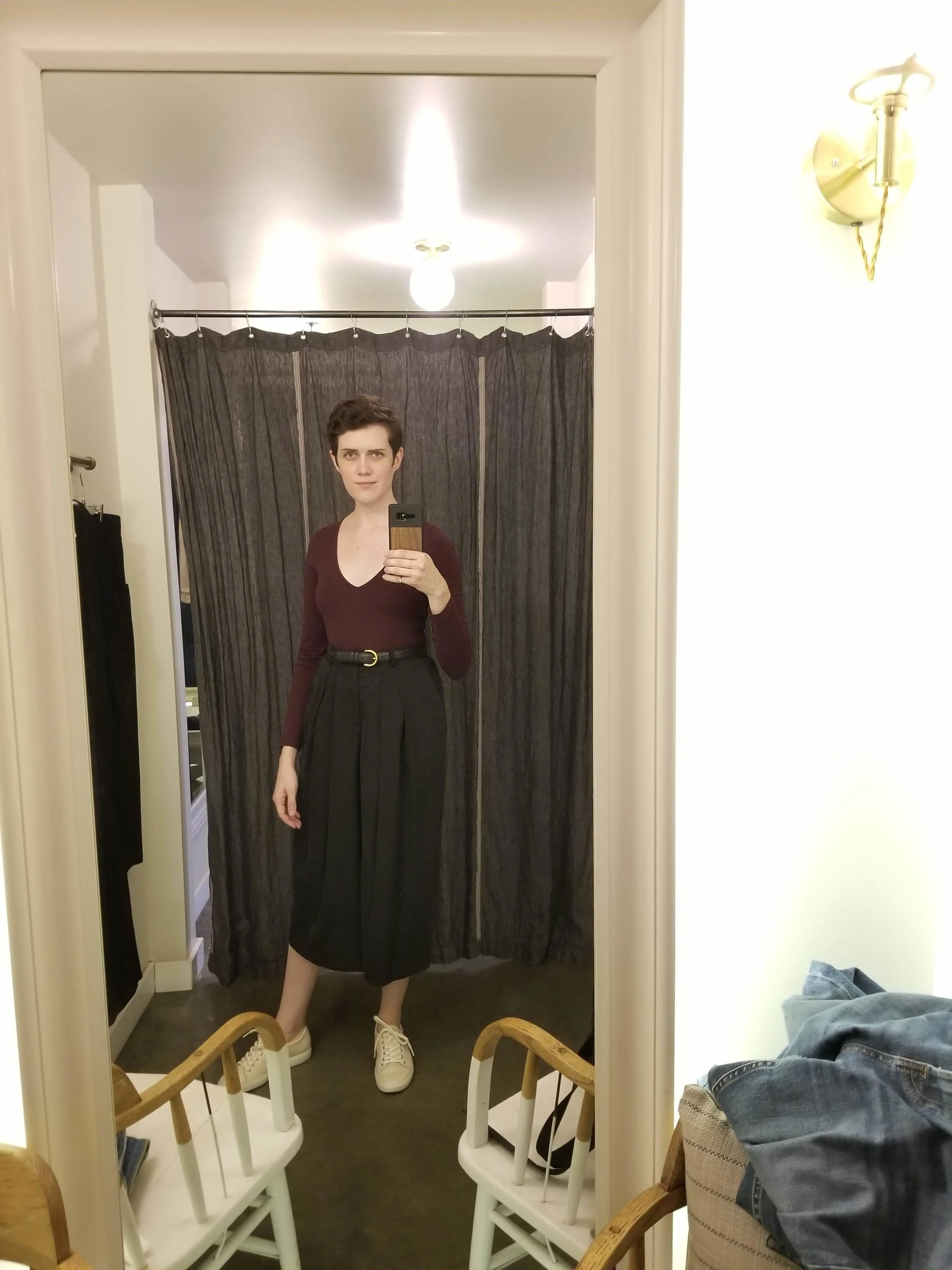 Also at Velouria, I discovered these Jennifer Glasgow tencel pants which were just dreamy. Big pockets, beautiful drape, breezey but polished with a little bit of elastic at each hip for a comfortable wear. I bought them, then went back to my AirBNB to change into them for the rest of my day. They also checked off a long-standing box, the one for a super lighterweight and comfortable non-jeans summer pant.