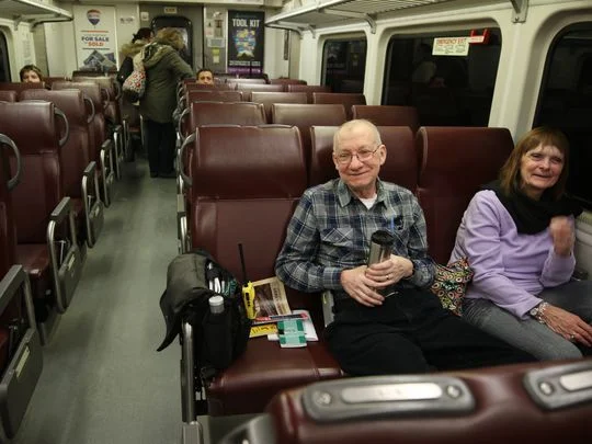 Steve Thorpe's lifelong romance with rail travel was kindled when he used to visit the original Penn Station in New York with his father. Denise has been along for the ride ever since the two met nearly 50 years ago. Photo: Chris Pedota/NorthJersey.com