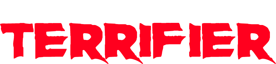 Title image for Damien Leone's 'Terrifier' featuring bold red and white text.