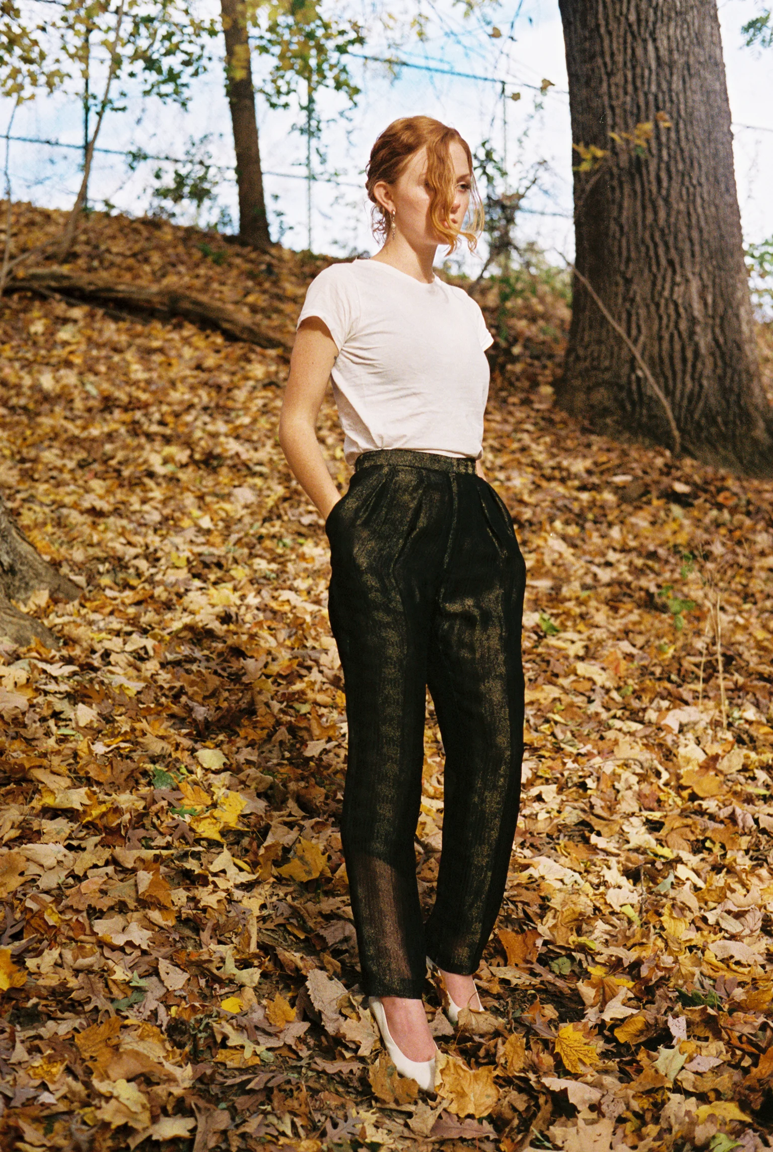 Vintage Green and Gold Organza Trousers