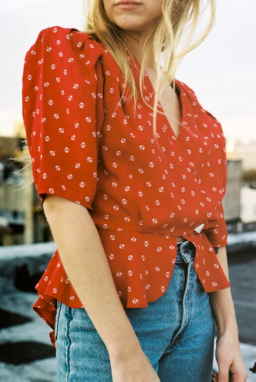 80's Does Edwardian Geometric Blouse