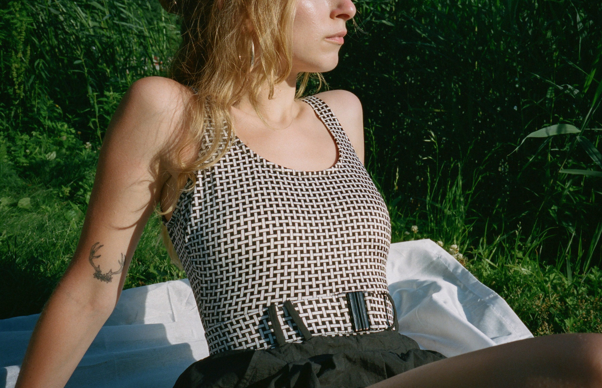 1980's Gingham Belted Swim Romper