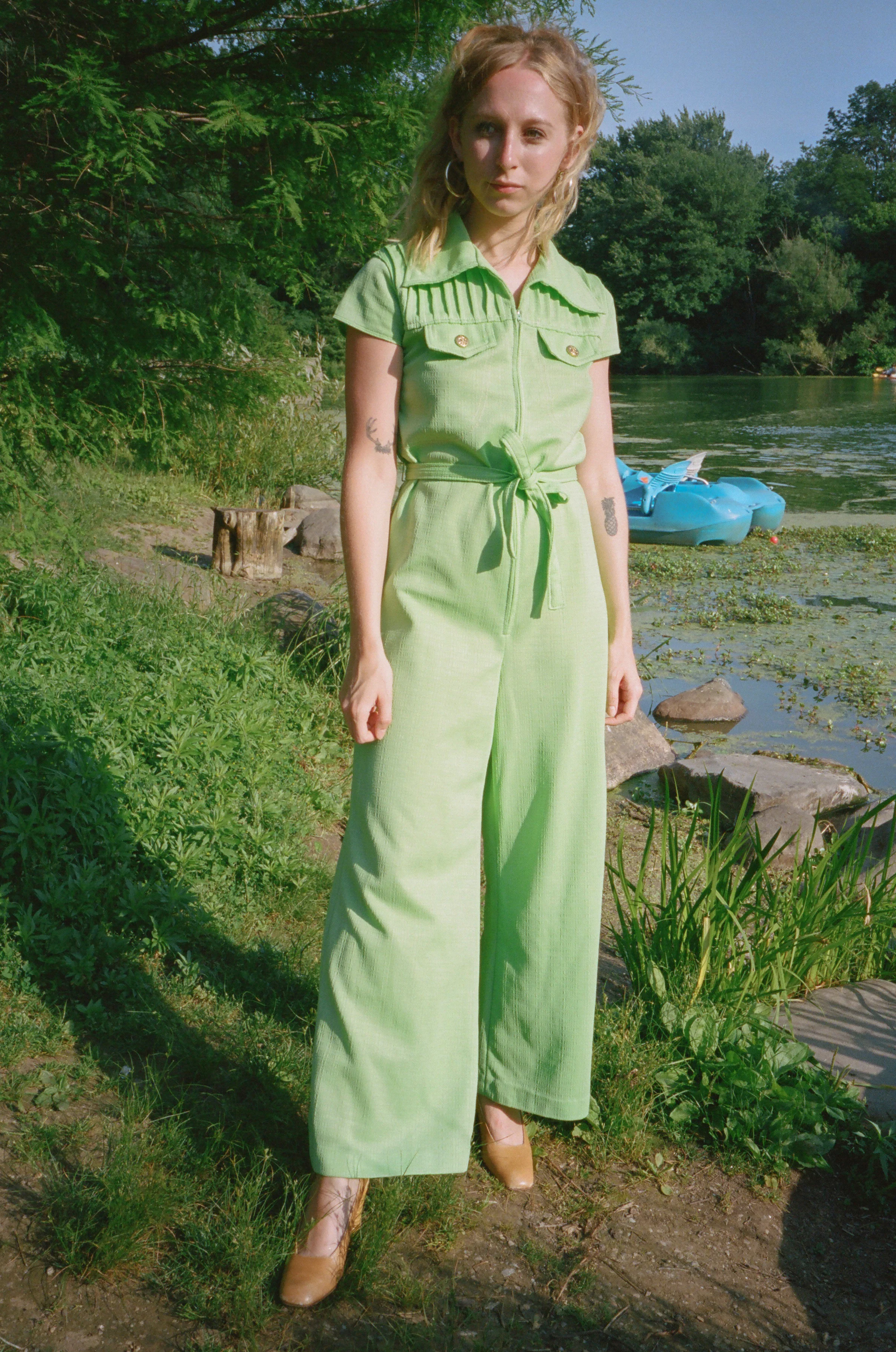1970's Dreamy Lime Green Jumpsuit