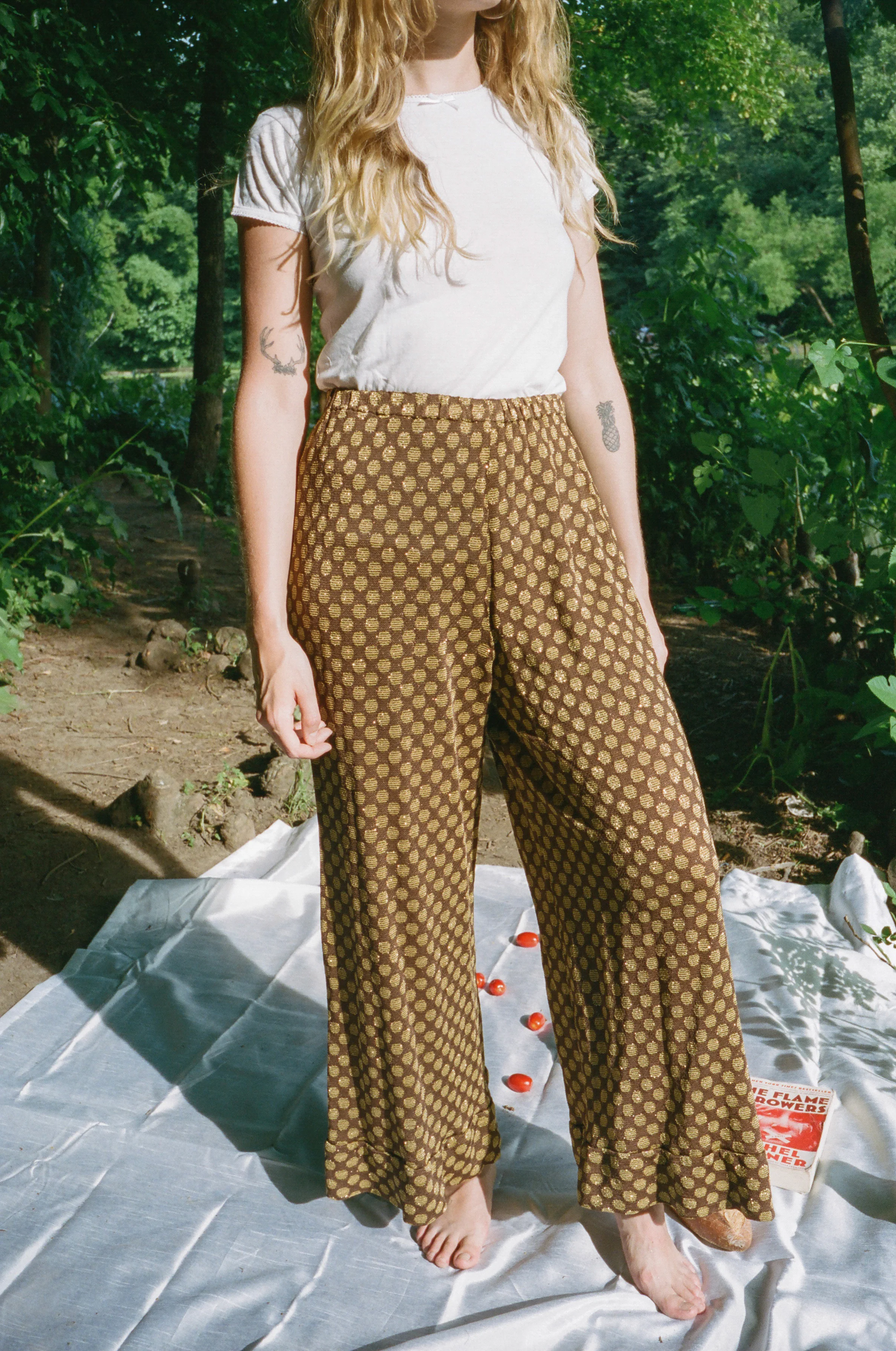 Vintage Wide Legged Sparkly Polka Dot Pants
