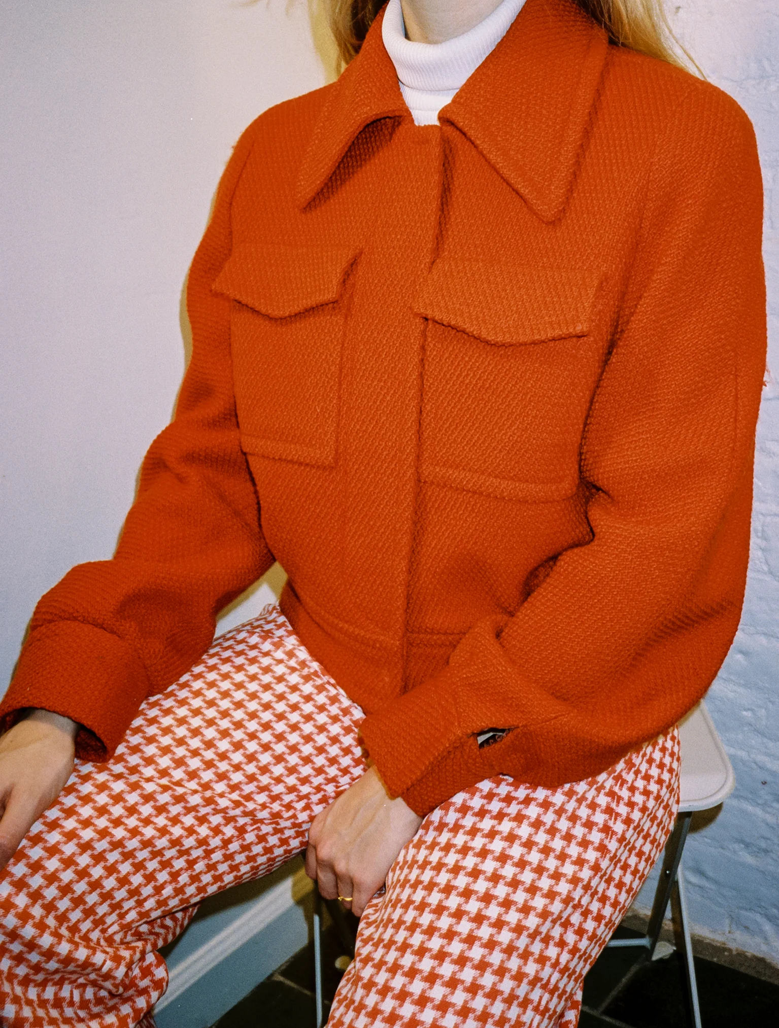 Dries Van Noten Orange Wool Cropped Jacket