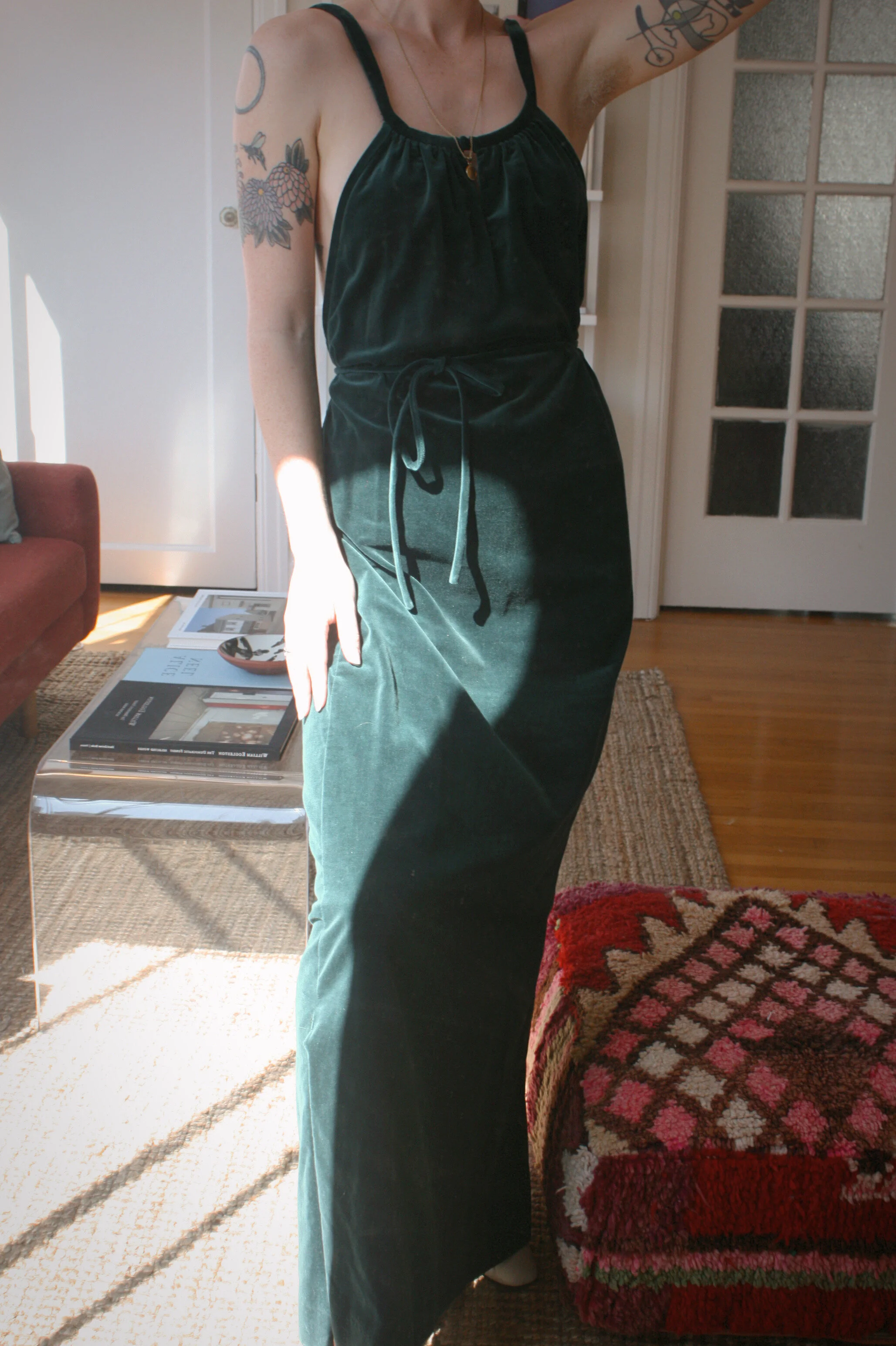 1960's Emerald Green Lanz Evening Dress