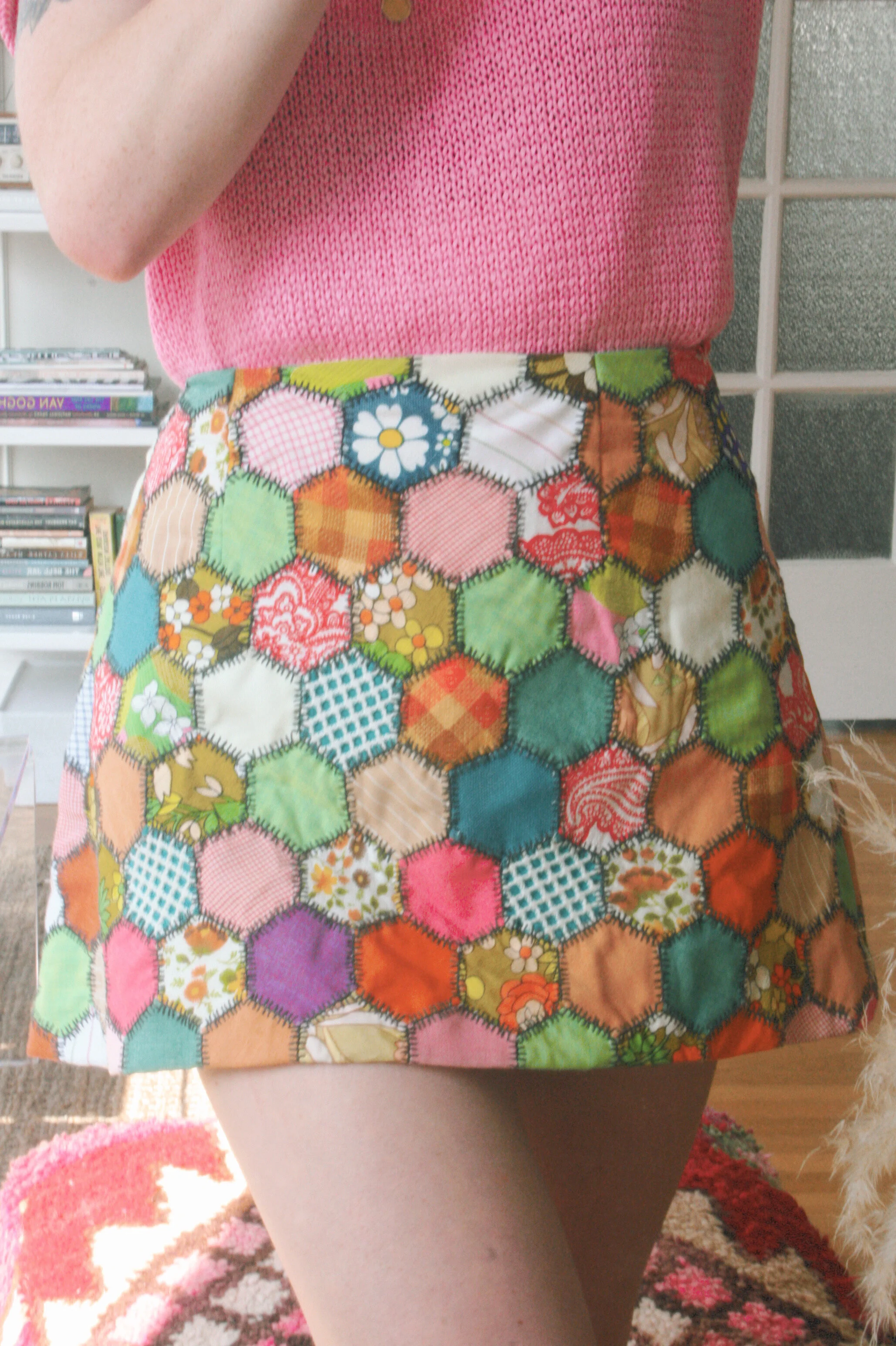 Vintage Floral Patchwork A-Line Mini Skirt