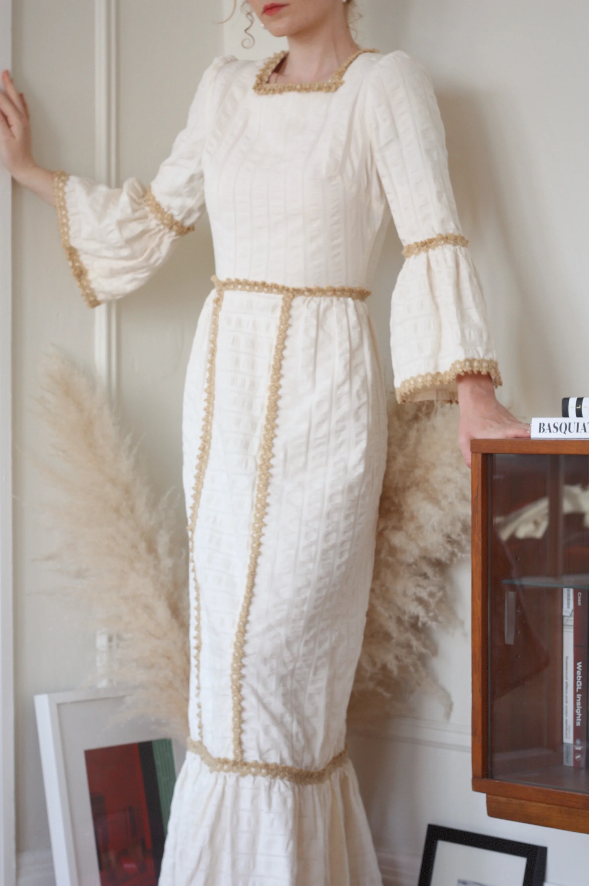 1970's Does Renaissance Jute and Cotton Maxi Dress