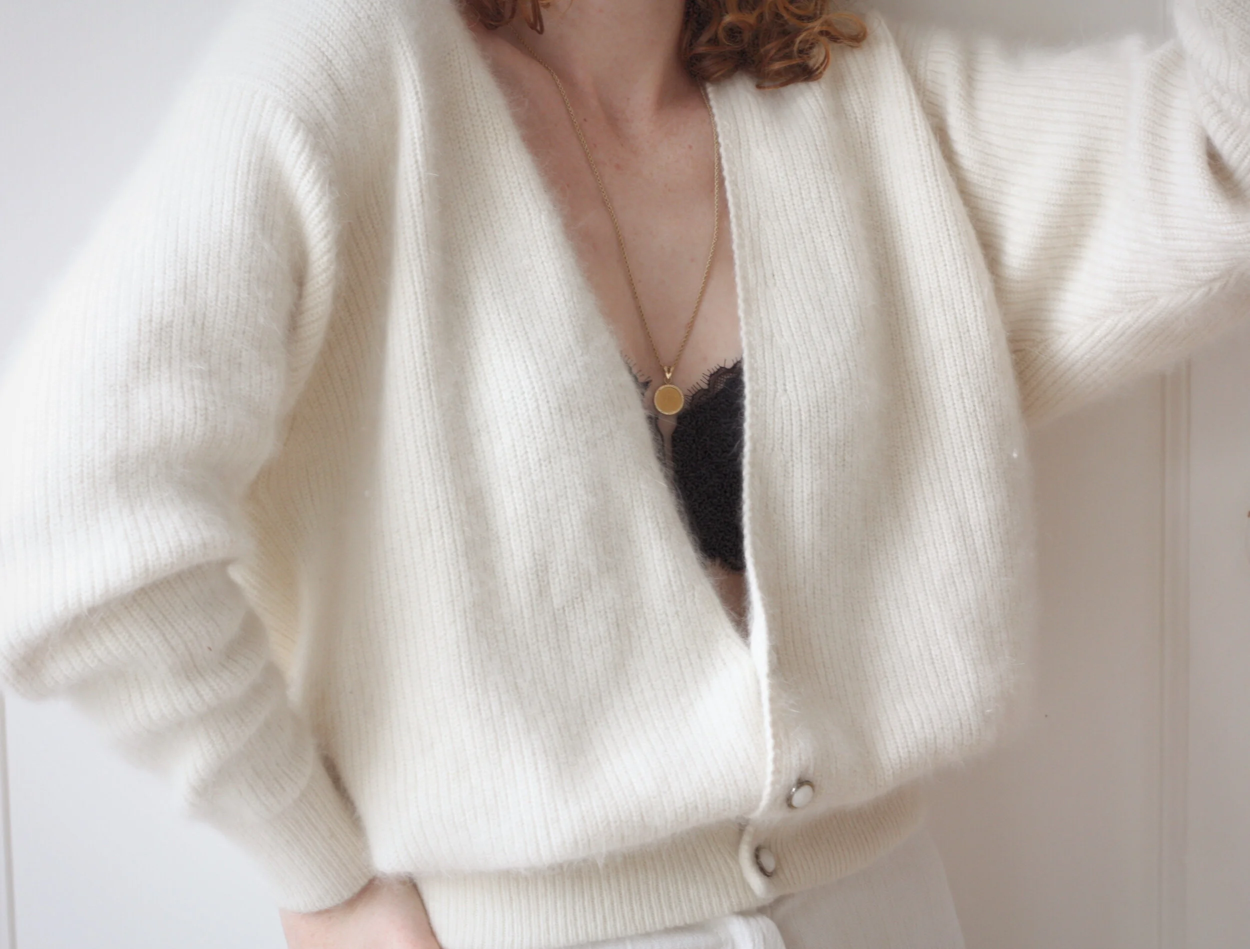 1980's Cream Angora Cardigan