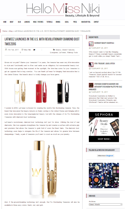 LATWEEZ LAUNCHES IN THE U.S. WITH REVOLUTIONARY DIAMOND DUST TWEEZERS