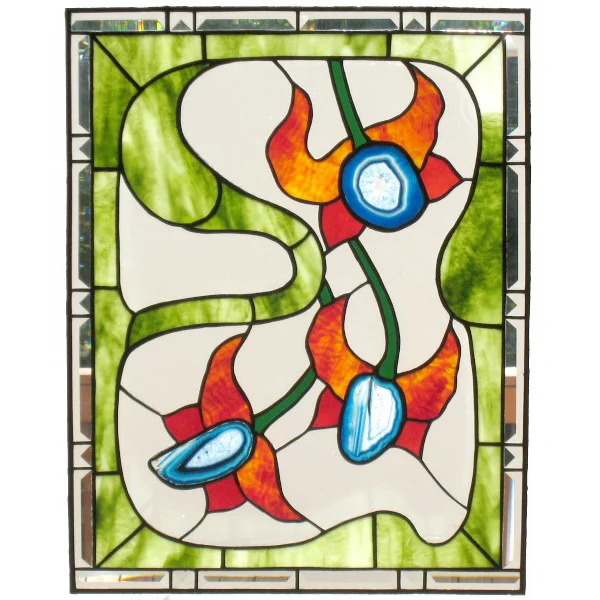 Window Panel with Blue Agate Geodes