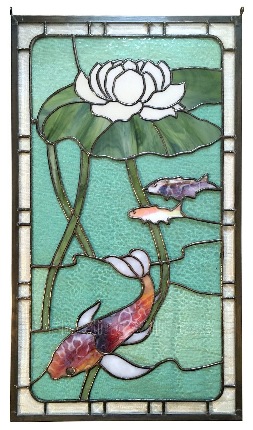 Stained Glass Panel Koi Fish And Lotus Fleeting Stillness Stained Glass